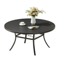 Vicllax 53' Round Patio Dining Table For 6-8, Metal Outdoor Dining Table With Umbrella Hole For Garden, Patio, Balcony, Black