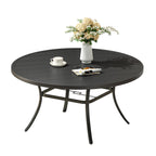 Vicllax 53' Round Patio Dining Table For 6-8, Metal Outdoor Dining Table With Umbrella Hole For Garden, Patio, Balcony, Black