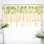 Champagne Artificial Wisteria Flower Vines, 3.77 Feet Champagne Wisteria Hanging Flowers Garland, 24 Pack Fake Silk Wisteria, Ha