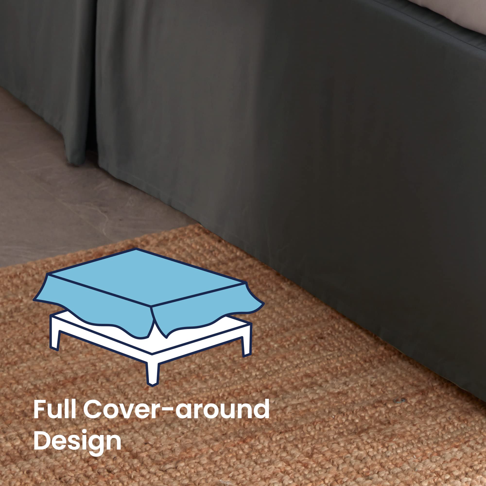 Sleep Zone Pleated Bed Skirts Twin Size, 15 Inch Tailored Drop Easy Fit Bedskirt, Anti-Static, Fade Resistant (Twin, Grey)