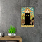 Qiongqi The Protector Tarot Cat Metal Tin Sign Wall Decor Farmhouse Rustic Black Cat Tarot Signs For Cat Lovers Home Decor Gifts