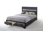 HomeRoots Wood Engineered Wood 50' X 63' X 84' Wood and Engineered Wood Queen Bed w/Storage, Black