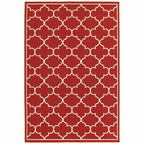 HomeRoots Polypropylene 8’x11’ Red and Ivory Trellis Indoor Outdoor Area Rug