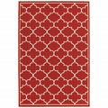 HomeRoots Polypropylene 4’x6’ Red and Ivory Trellis Indoor Outdoor Area Rug