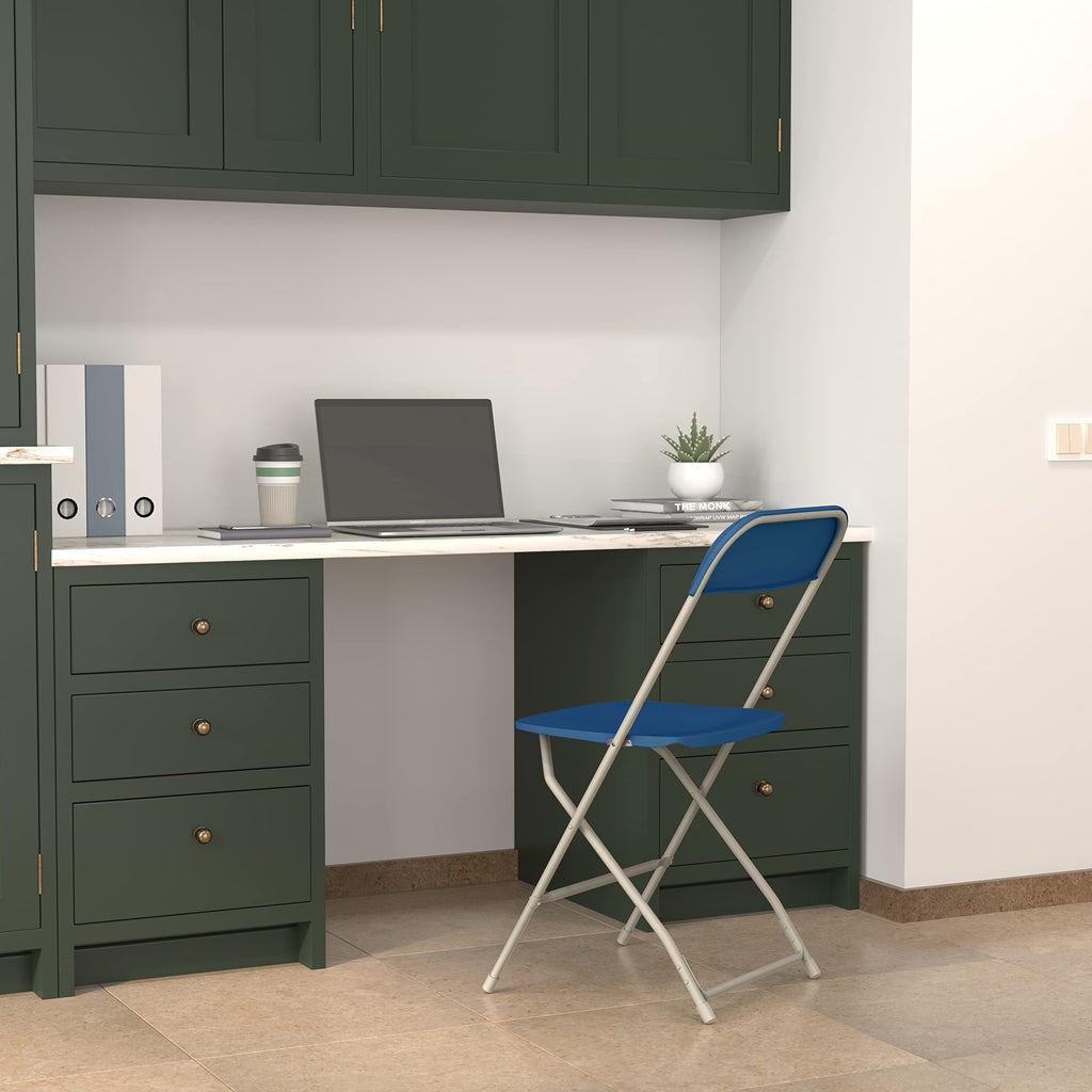 Flash Furniture Hercules™ Series Plastic Folding Chair - Blue - 4 Pack 650Lb Weight Capacity Comfortable Event Chair-Lightweight Folding Chair