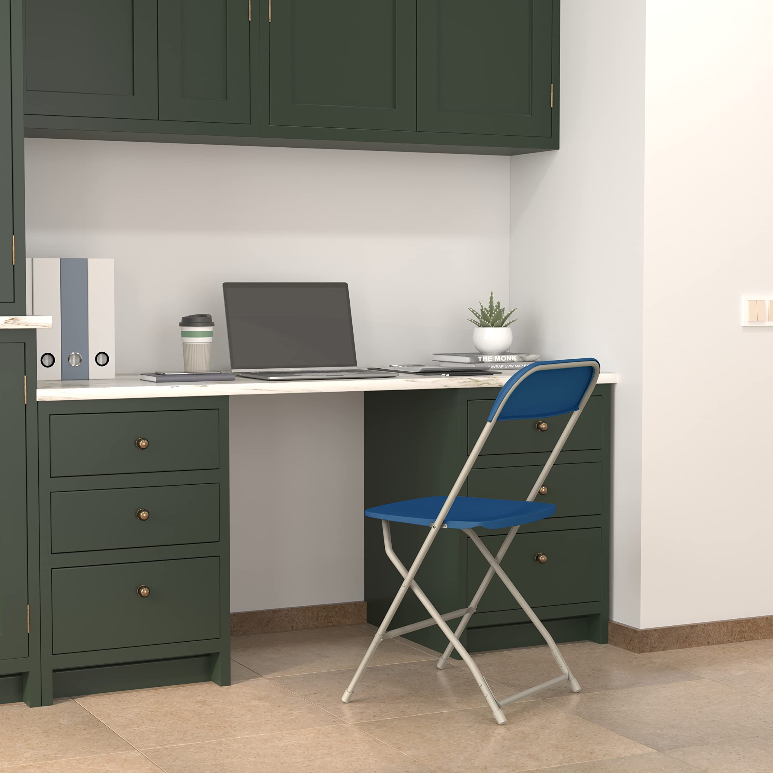 Flash Furniture Hercules™ Series Plastic Folding Chair - Blue - 4 Pack 650Lb Weight Capacity Comfortable Event Chair-Lightweight Folding Chair