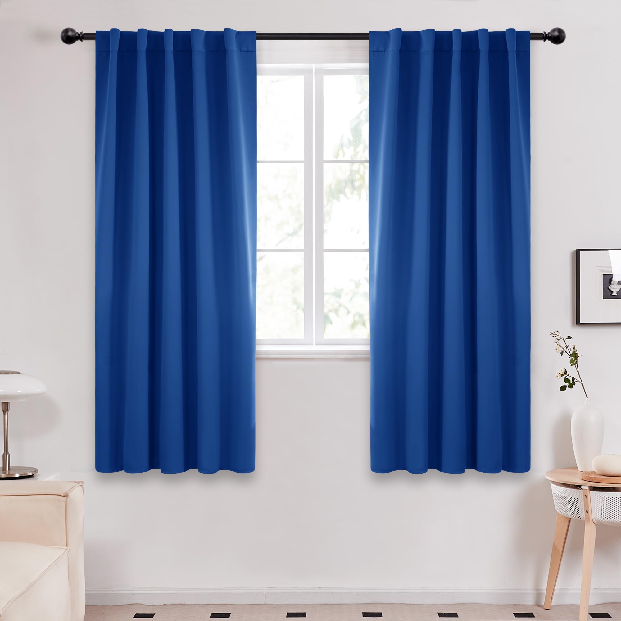 Deconovo Blackout Curtain Panels For Kids Bedroom, Room Darkening Back Tab And Rod Pocket Curtains, 42X72 Inch, Adult, Royal Blu