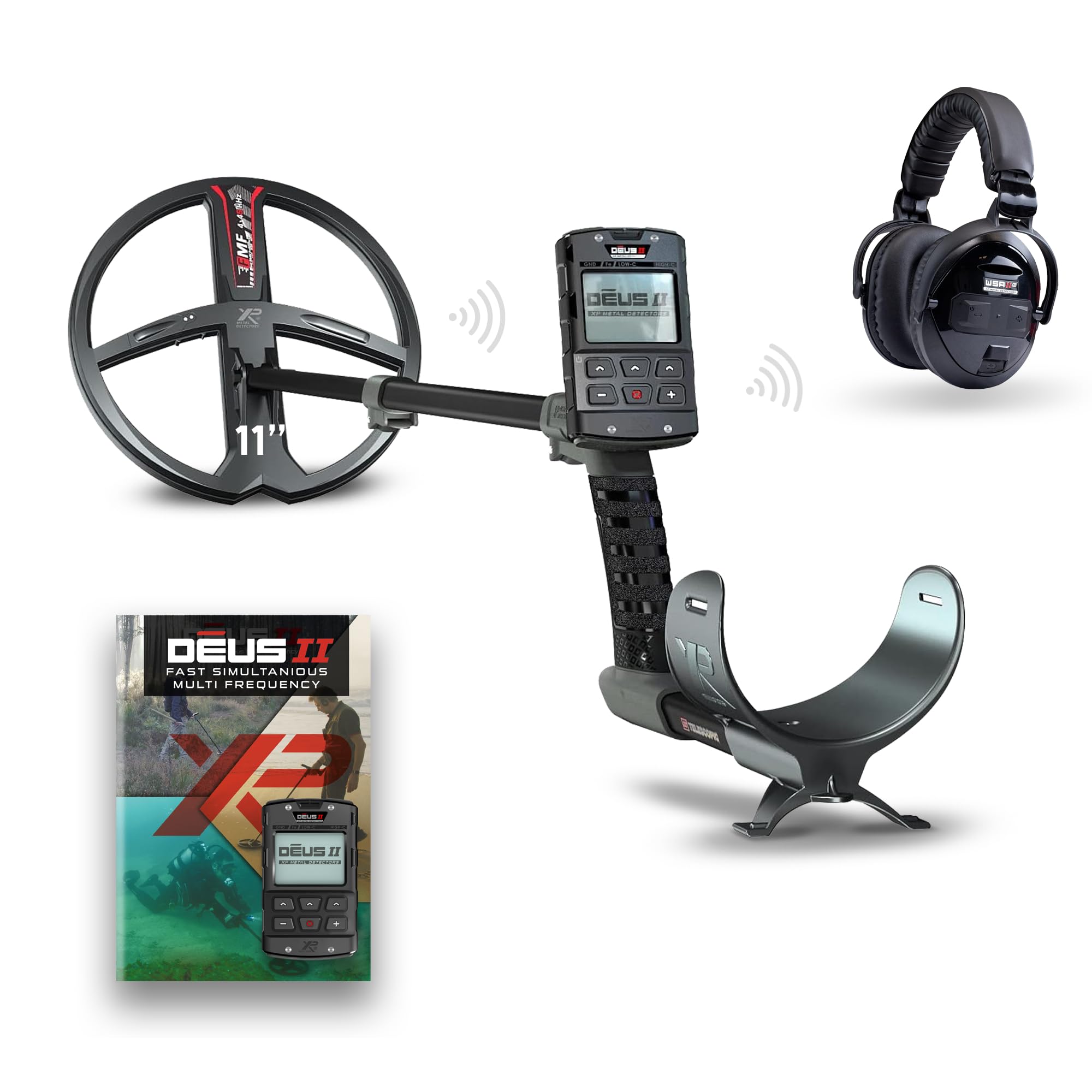 Xp Metal Detectors Deus Ii Rc - 11' Fmf Coil With Wsaii-Xl Wireless Headphones Bundle - Waterproof & Multifrequency Metal Detec