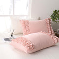 Herside Pink Ruffle Pillow Shams,Queen Size Pillowcase Set Of 2,20X30 Inches Pink Standard Pillowcases,French Country Vintage Ru