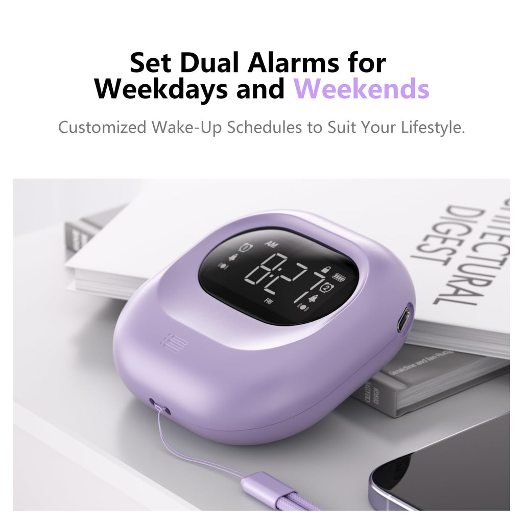 Mesqool Vibrating Alarm Clock For Heavy Sleepers, Rechargeable Battery Operated Bed Shaker Under Pillow, Cordless, Weekday/Weeke