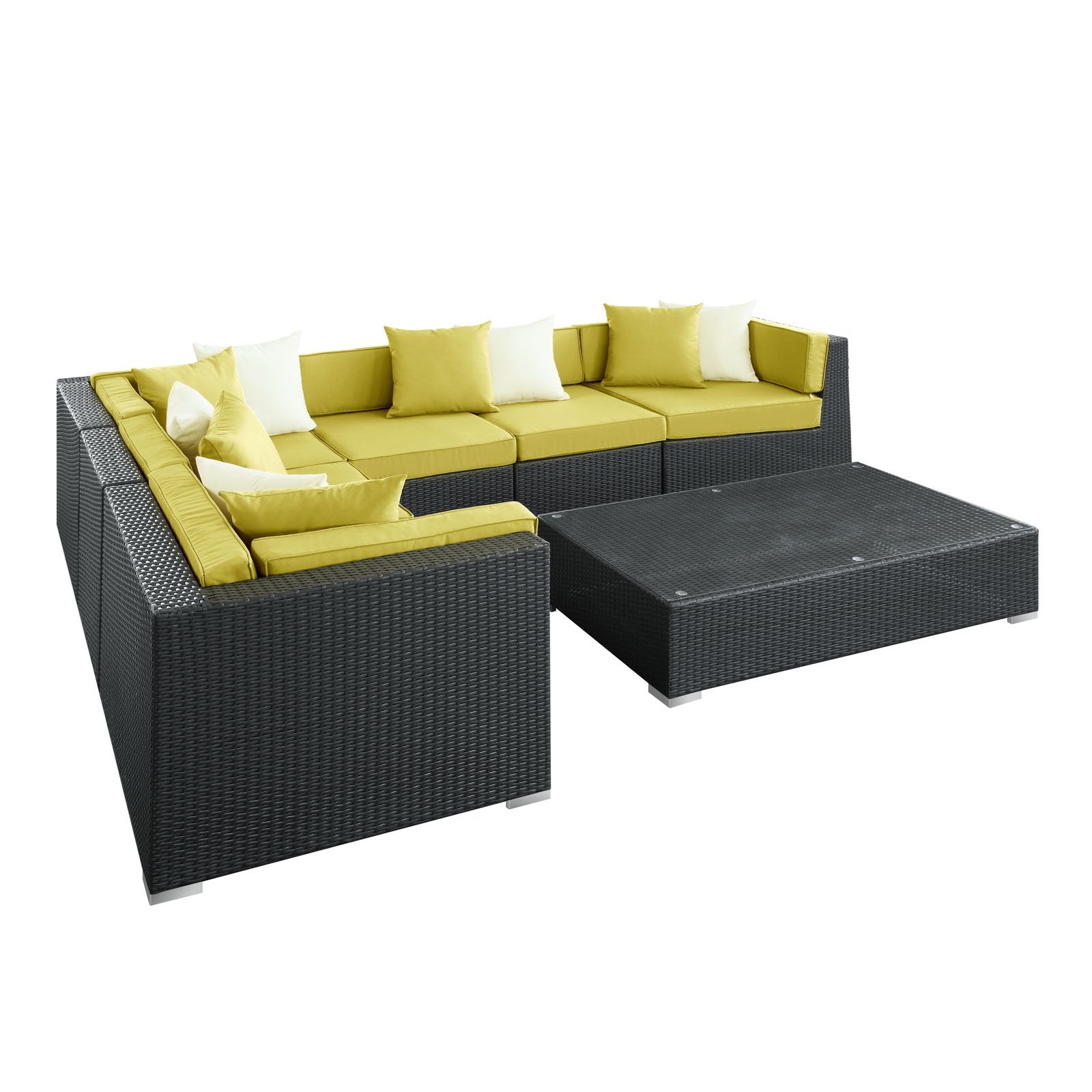 Lexmod Dreamscape 7-Piece Outdoor Wicker Patio Sectional Sofa Set - Thumbnail 2