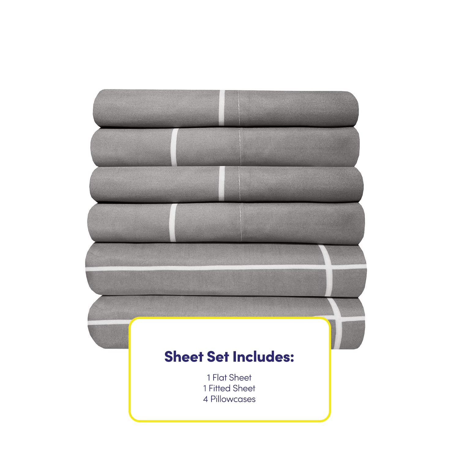 Full Size Bed Sheets - 6 Piece 1500 Supreme Collection Fine Brushed Microfiber Deep Pocket Full Sheet Set Bedding - 2 Extra Pillow Cases, Great Value, Full, Window Pane Gray