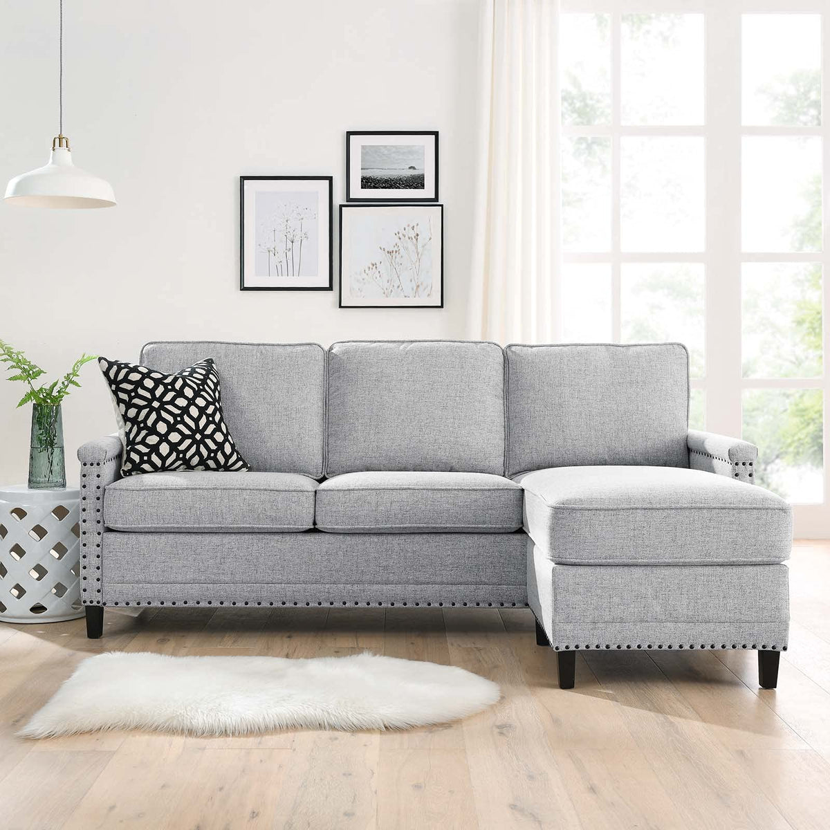 Modway Ashton, Sectional Sofa, Light Gray