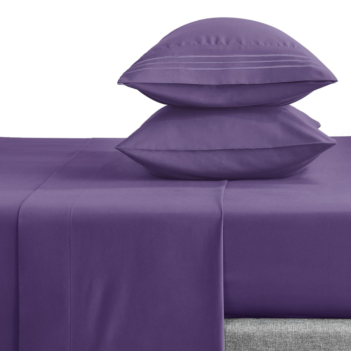 Cozylux Hotel Luxury Full Bed Sheets Set - 1800 Series 4-Piece Embroidered Microfiber Purple Sheets, Double Brushed, 16' Deep Pocket, Soft And Wrinkle-Resistant, Purple