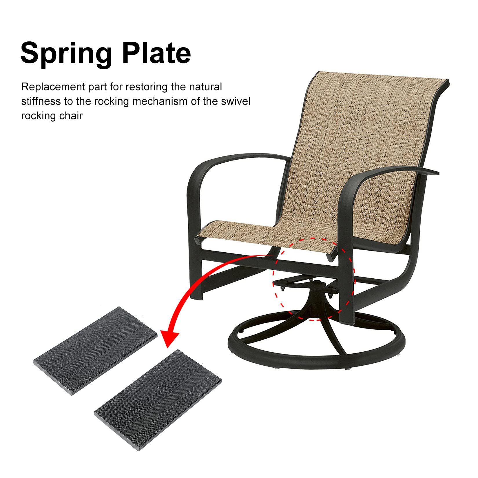 Lukloy Swivel Rocker Patio Chair Spring Plate Replacement Parts, 2.5' X 5' Universal Fiberglass Patio Chairs Swivel Rocking Chair Parts, 2 Pack