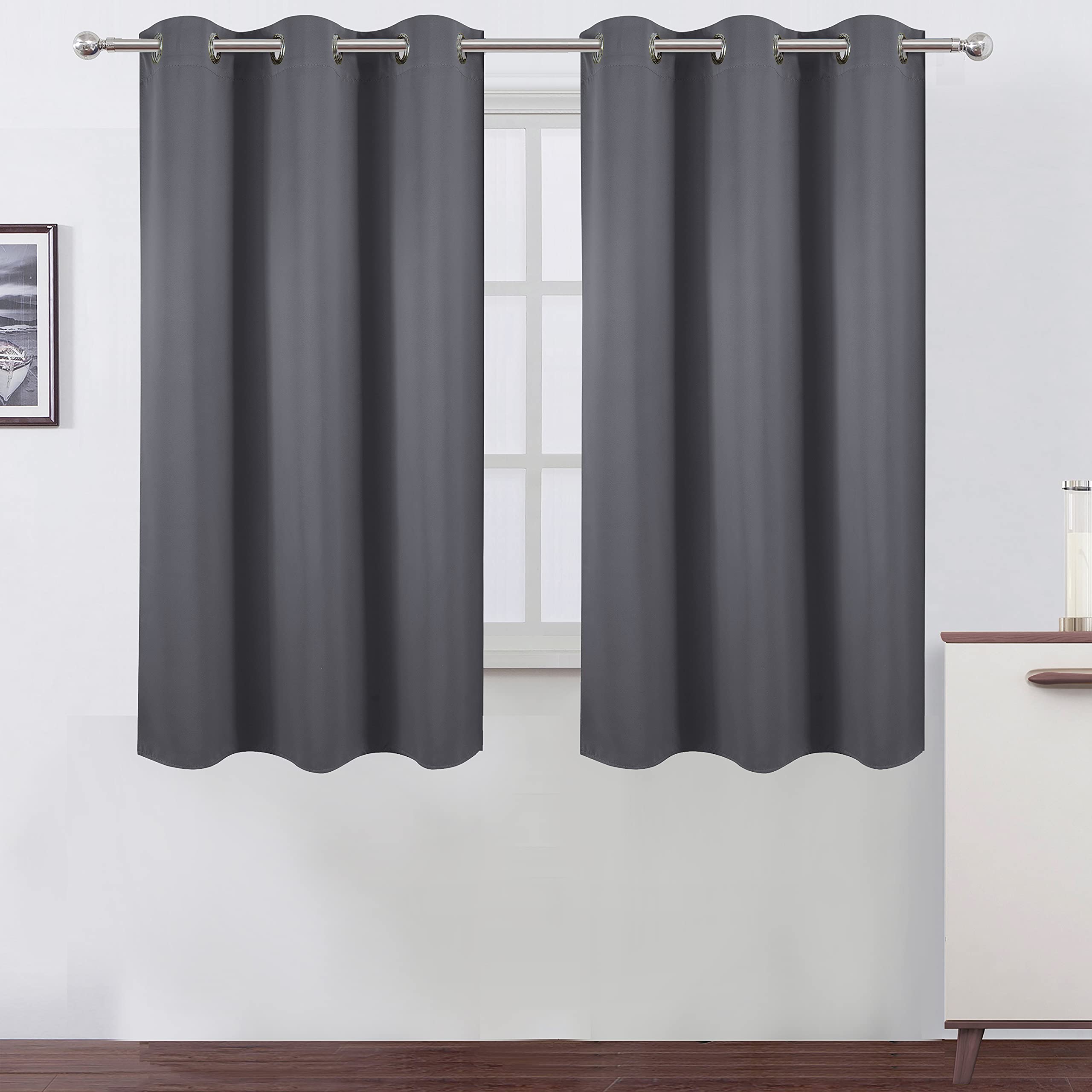 Lemomo Grey Blackout Curtains For Bedroom Room Darkening Curtains/Draperies Thermal Insulated Living Room Curtains Gray Curtains