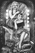 Marilyn Monroe & Audrey Hepburn - Barber Shop Poster by James Danger Harvey - Officially Licensed - 24'' x 36''