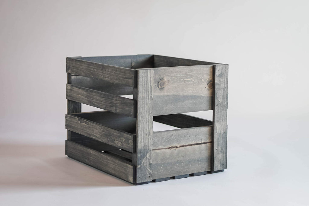Darla'Studio 66 Antique Gray Vinyl Record Holder Wood Crate
