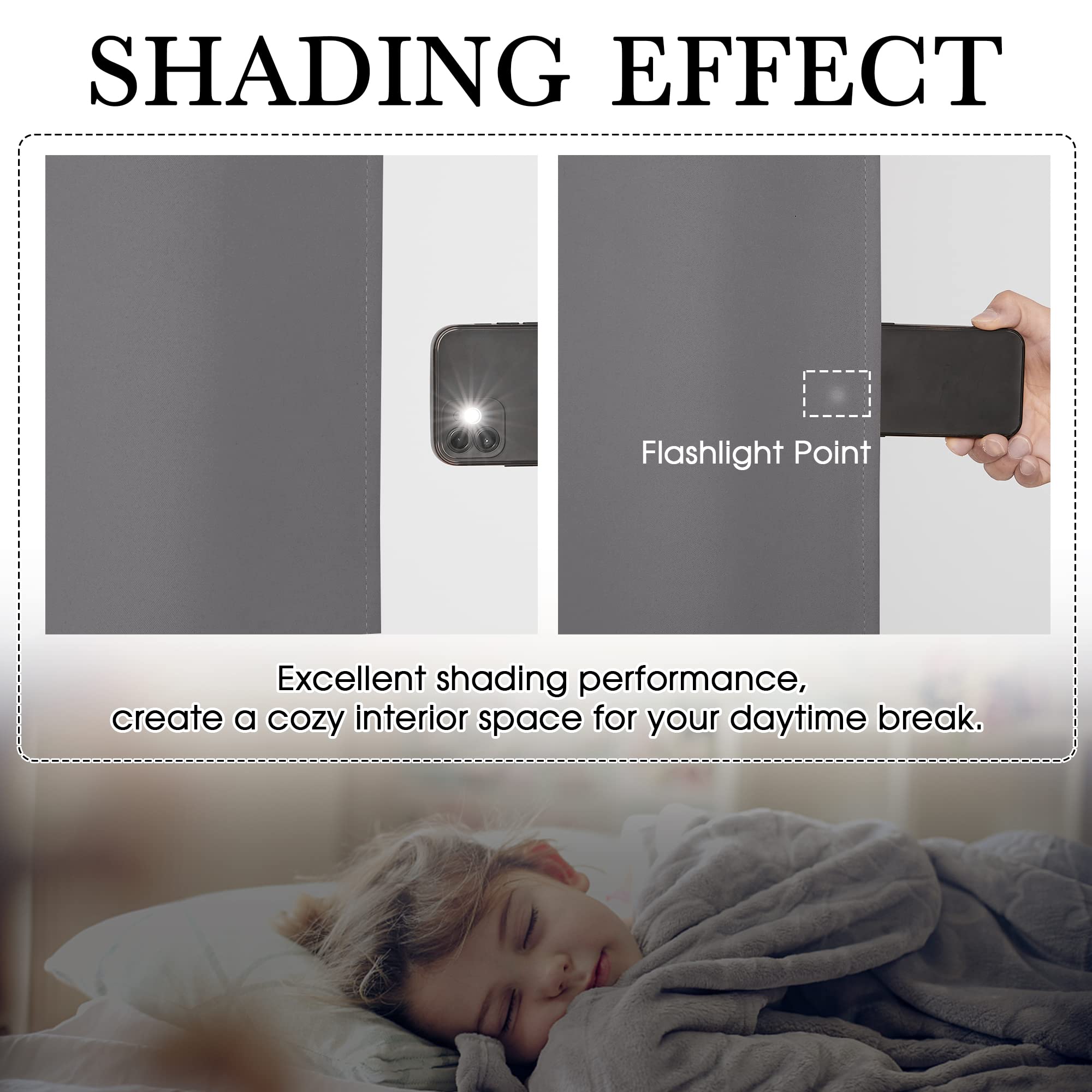 Ryb Home Grey Blackout Curtains For Living Room, Room Darkening Privcay Window Treatment For Bedroom Closet Basement, W37 X L45