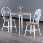 Sorella 3-Pc Drop Leaf Dining Table with Windsor Chairs - Natural and White