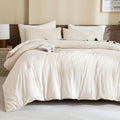 Paxrac Beige Comforter Set Twin/Twin Xl Size, Cream 2 Pieces Extra Long Comforter Set, Lightweight Neutral Bedding Set, All Seas
