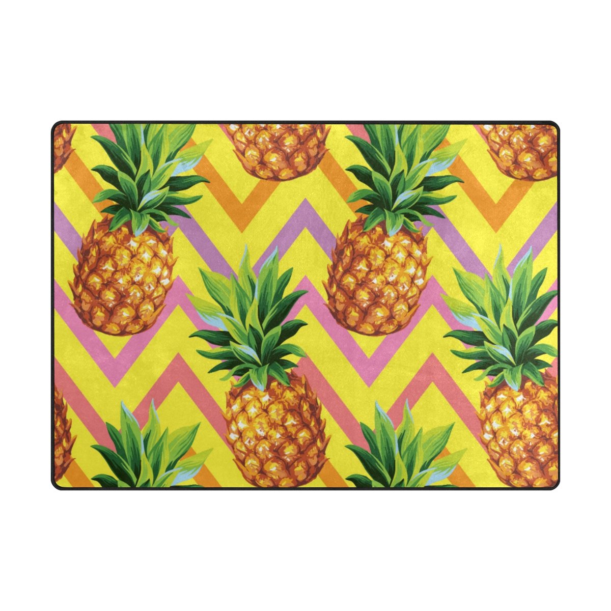 My Little Nest Area Rug Pineapple Wavy Lines Lightweight Non-Slip Soft Mat 4' X 5'3, Memory Sponge Indoor Outdoor Decor Carpet For Living Dining Room Bedroom Office Kitchen