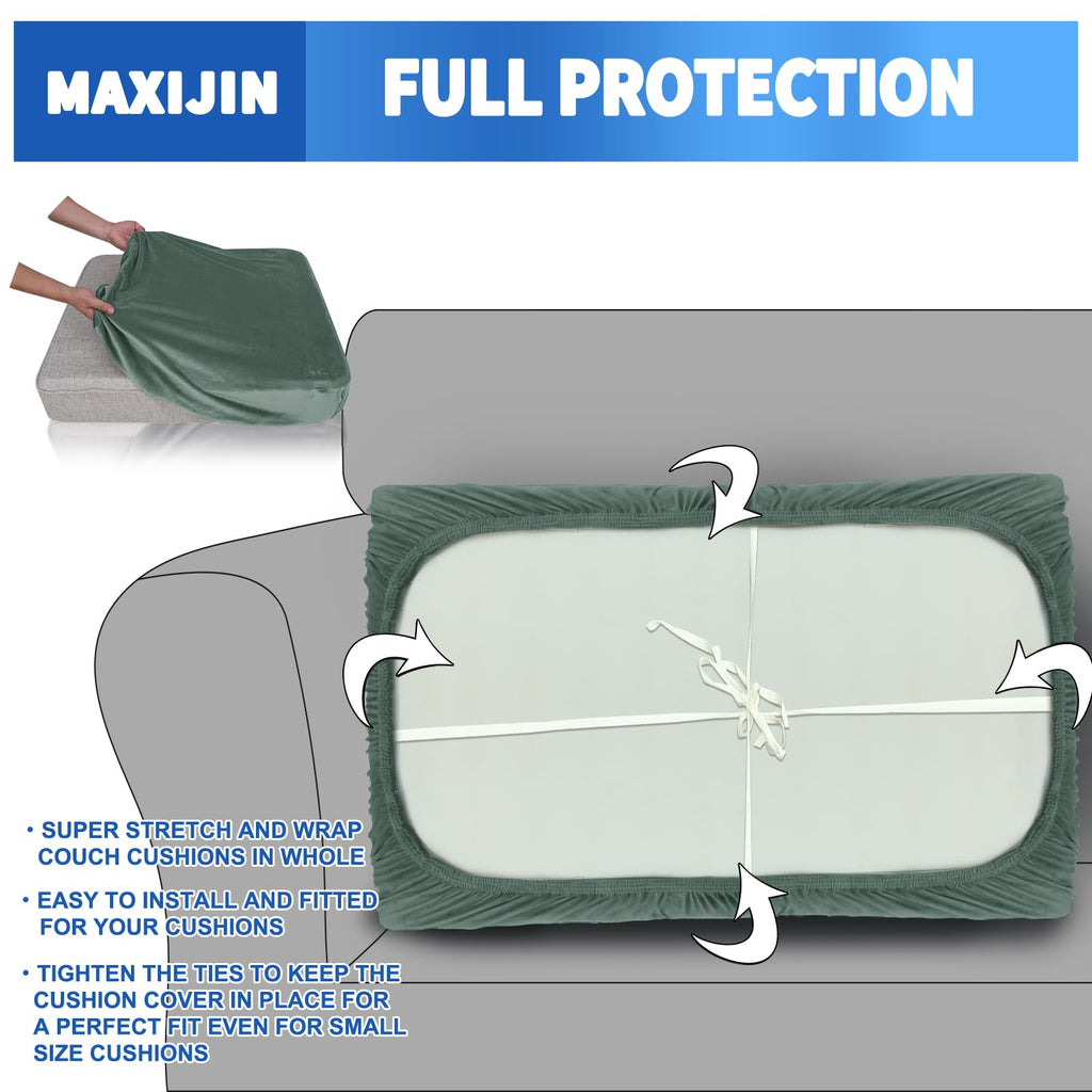 Maxijin Velvet Stretch Seat Cushion Covers Couch Cushion Cover For Individual Cushions Sofa Seat Cushion Slipcovers With Elastic