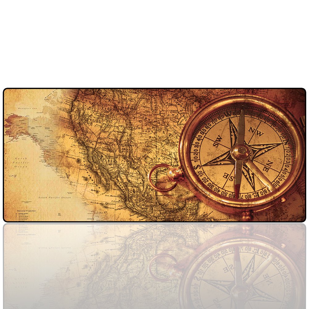 Cmhoo Xxl Professional Large Mouse Pad& Computer Game Mouse Mat (35.4X15.7X0.1In, Compass)