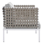 Modway Harmony Outdoor Patio Basket Weave Armchair in Tan Gray