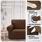 Znsayotx 1 Piece Jacquard Chair Slipcovers For Living Room High Stretch Chair Covers With Arms Anti Slip Pets Friendly Couch Sofa Armchair Cover Furniture Protector (Small, New Pattern Coffee)