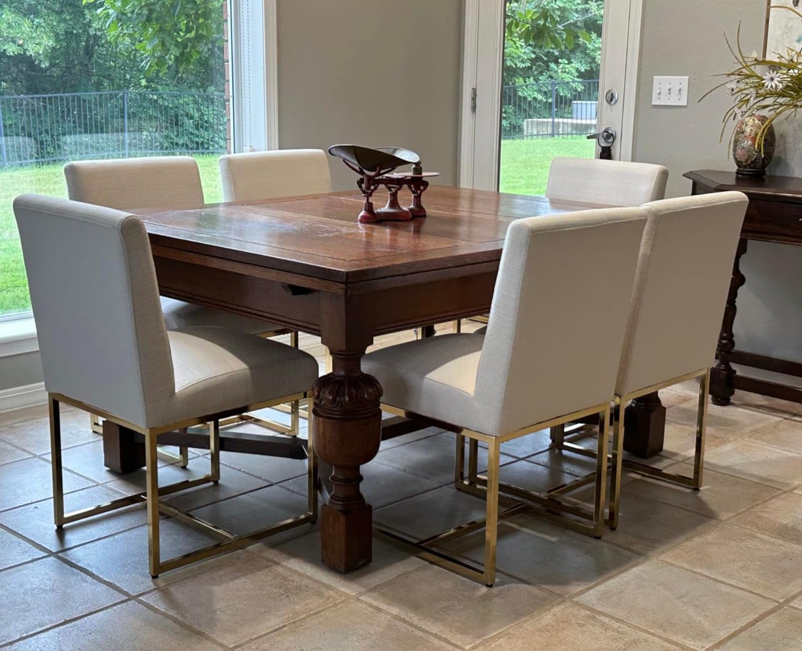 Cimota Modern Dining Chairs Set Of 6, Upholstered Dining Room Chairs Armless Guest Side Chair With Gold Base For Dining Room/Kit