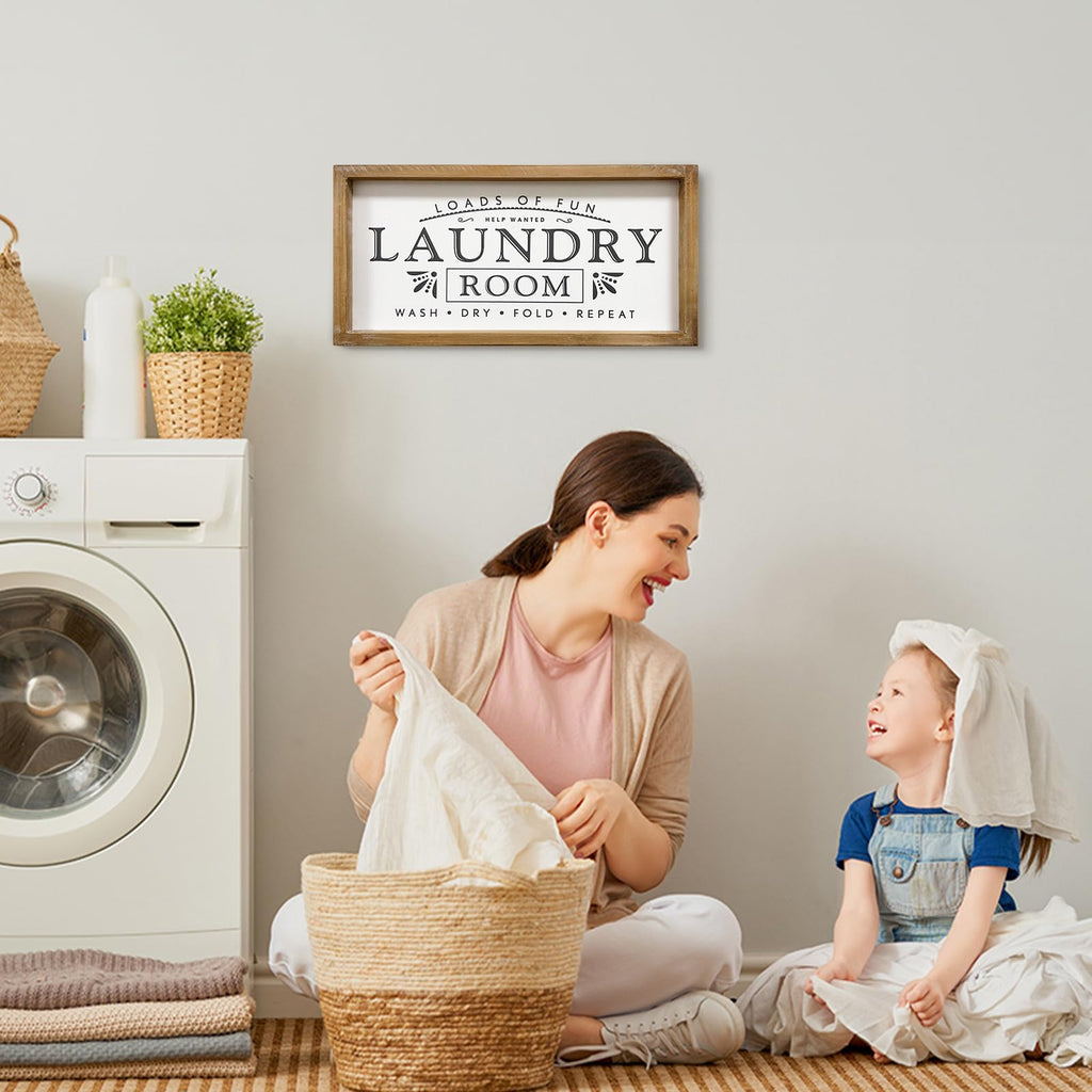 Macvad Laundry Signs For Home Decor Loads Of Fun Laundry Room Wooden Sign
