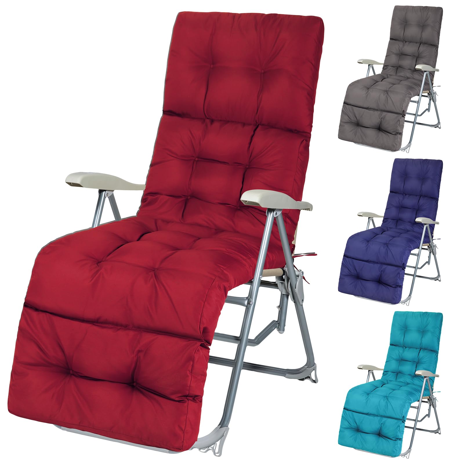 Chaise Lounge Cushions Outdoor, Waterproof And Fade-Resistant Lounge Chair Cushion With Straps,Wine Red,71X20Inches,4' Thick,Po