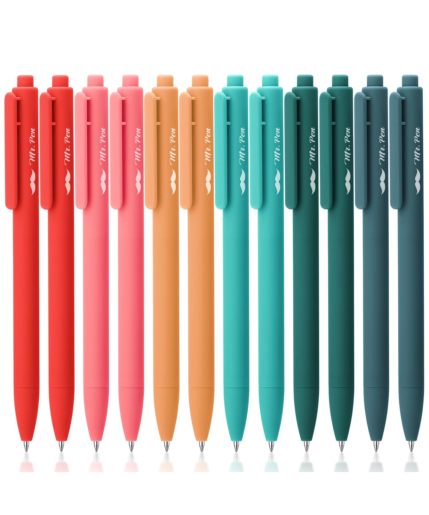 Mr. Pen Retractable Gel Pens, 12 Pack, Black Ink, Summer Color Barrel, Fine Point 0.5Mm, Retractable Pens, Ideal For Journaling,