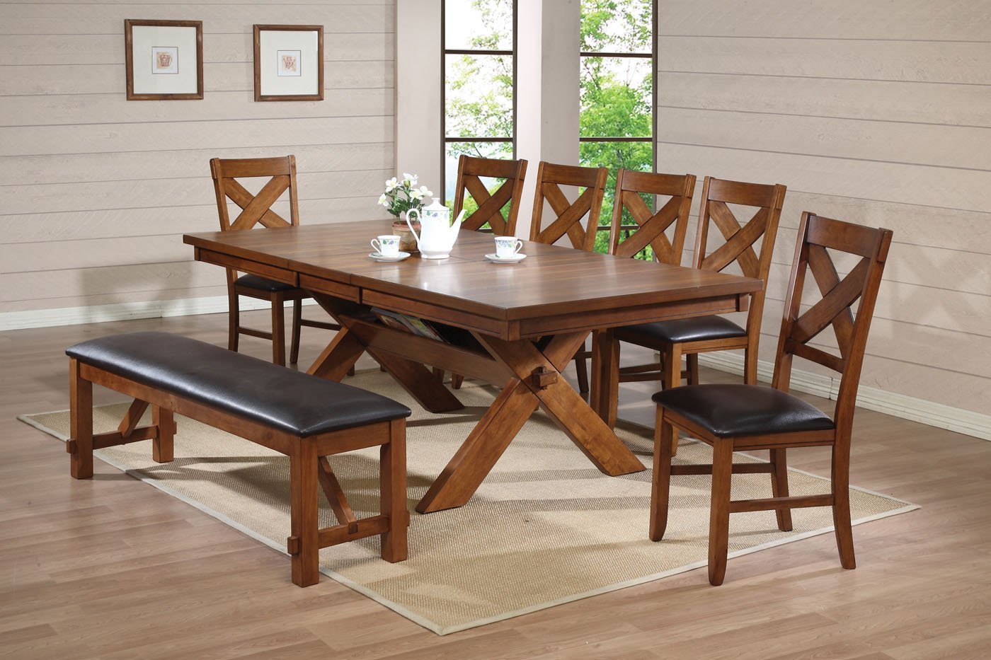 Acme Apollo Dining Table, Distressed Oak Finish