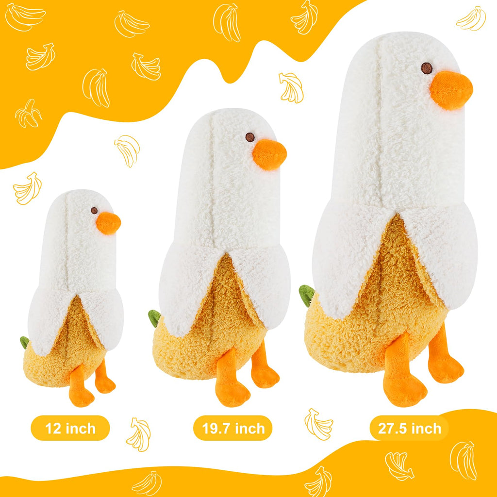 Banana Duck Plush Toy-12' Weighted Duck Stuffed Animals, Elastic Duck Plush Stuffed Animals Banana Plushie Hugging Pillow, Thro