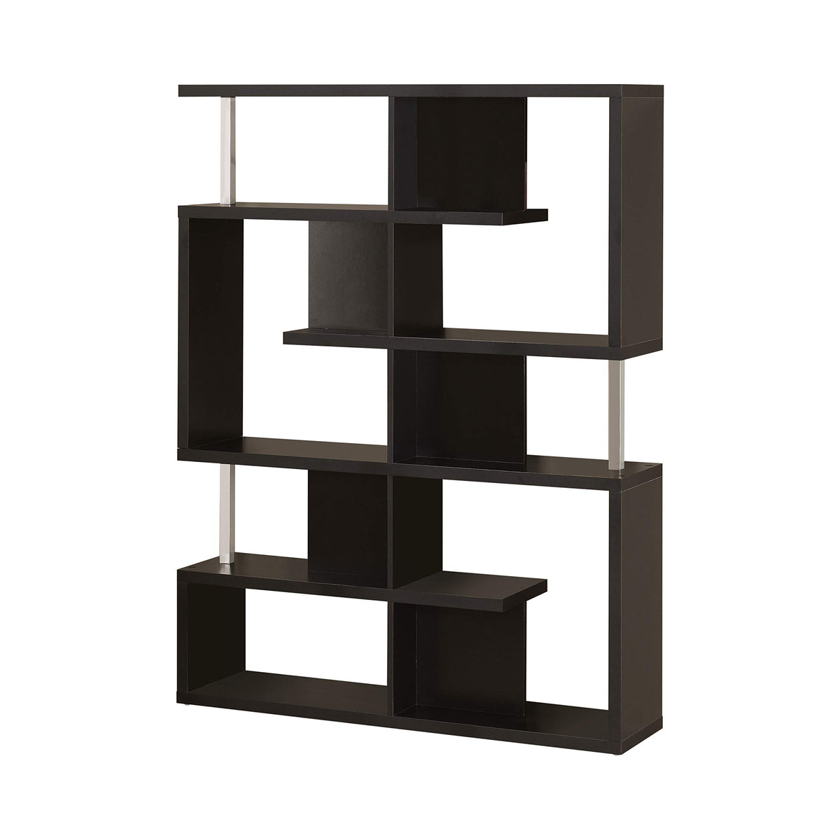 Coaster Home Furnishings 5-Tier Bookcase Black and Chrome, 11.25&quot; D x 47.25&quot; W x 63.25&quot; H (800309)