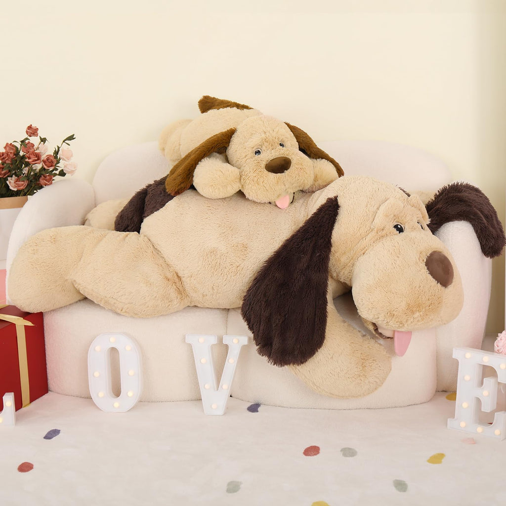 Morismos Giant Dog Stuffed Animals 40', Large Dog Puppy Plush, 40 Inch Big Dog Pillow For Kids, Brown
