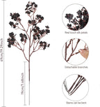 Hiagrow Babys Breath Artificial Flowers, 8 Bundles Real Touch Black Fake Flowers Burgundy Silk Flowers Bulk For Vase Home Office