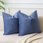 Juspurbet Blue Velvet Throw Pillow Covers 24X24 Inch Set Of 2 For Living Room Couch Sofa Bedroom Decorative Square Solid Soft Cu