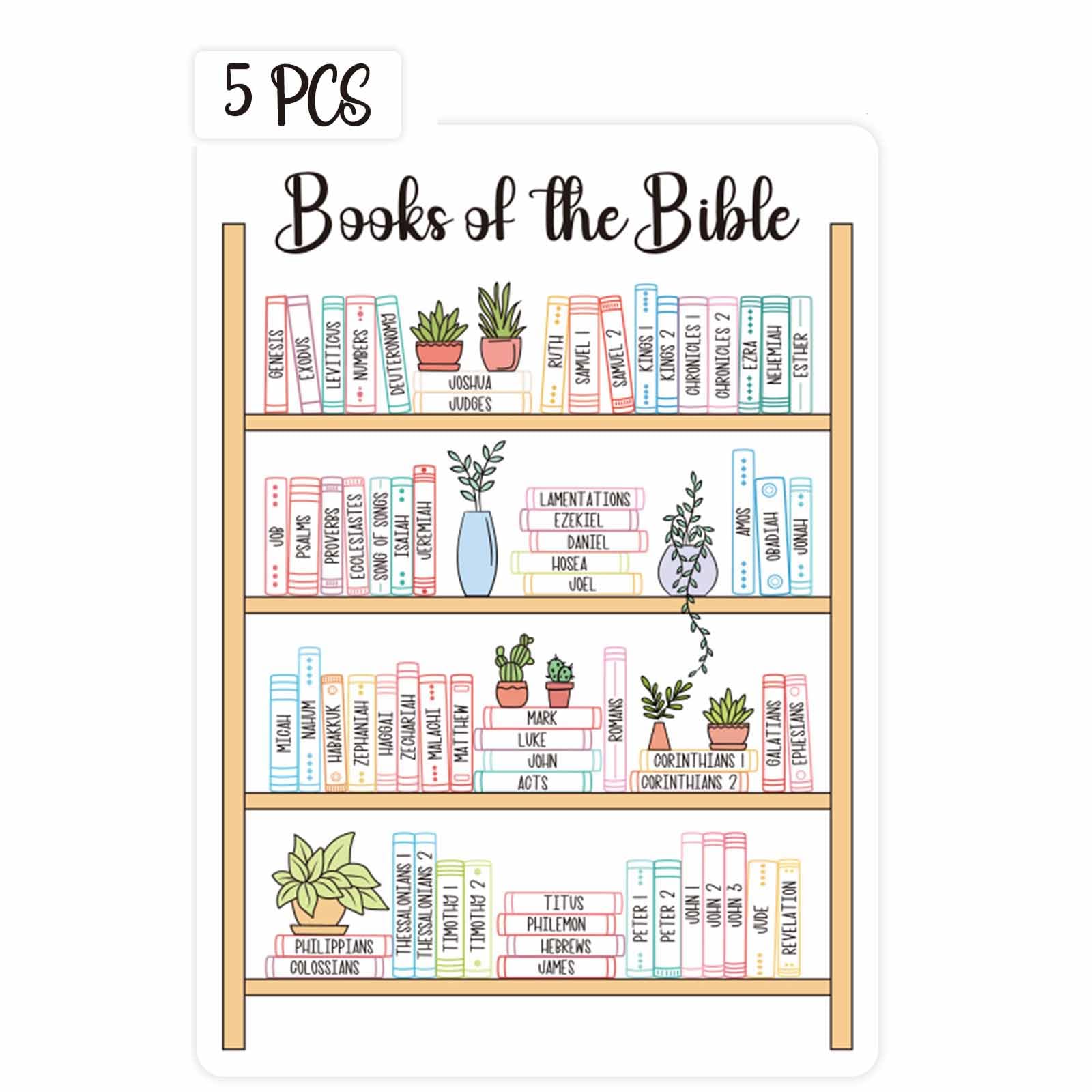 Ocqotat Books Of The Bible Tracker Sticker -Bible Books Shelf Coloring Page, Bible Reading Tracker, Customizable Dashboard Stick