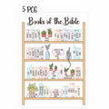 Ocqotat Books Of The Bible Tracker Sticker -Bible Books Shelf Coloring Page, Bible Reading Tracker, Customizable Dashboard Stick
