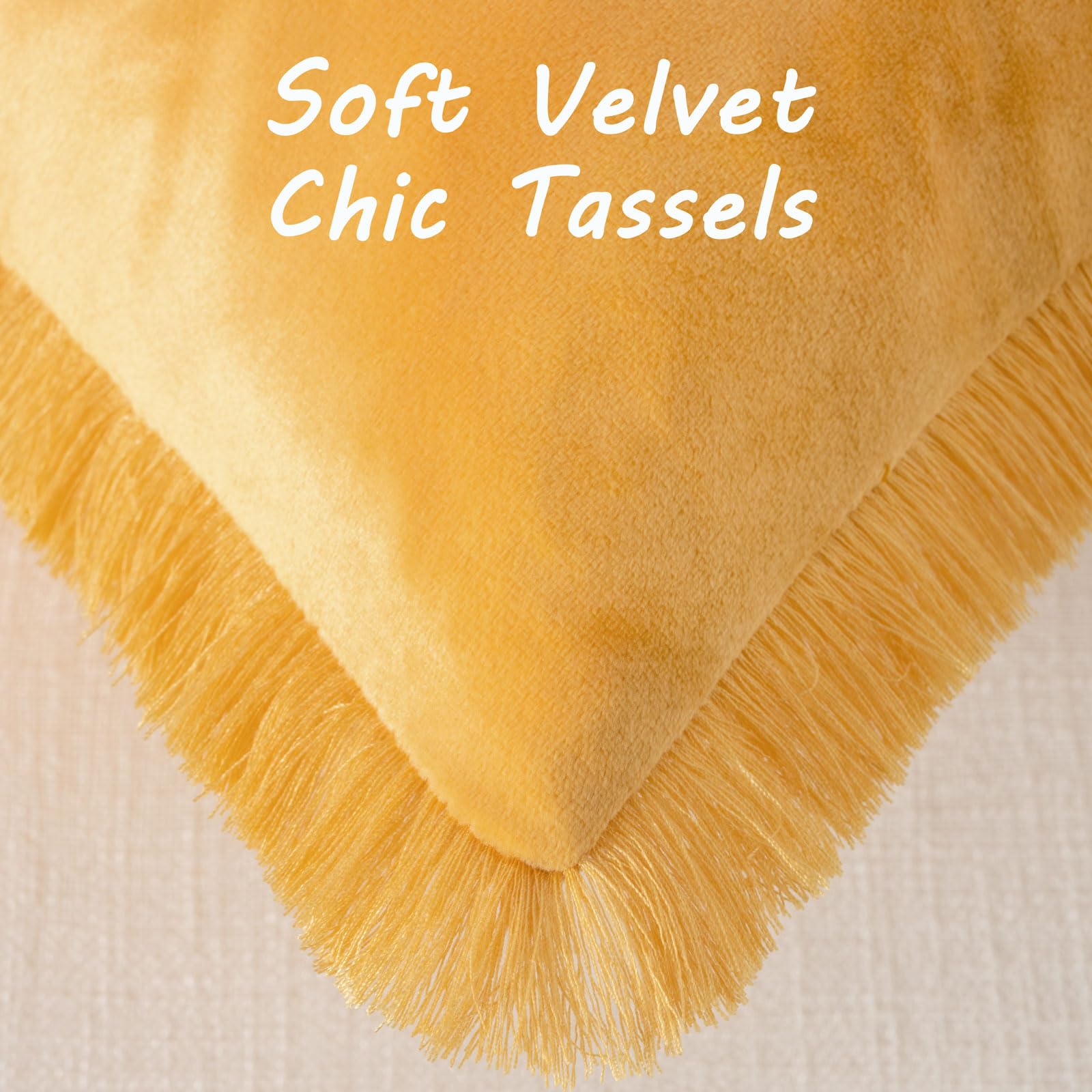 Futei Orange Boho Throw Pillow Covers With Tassels 22X22 Inch Set Of 2,Soft Velvet Decorative Cushion Case,Home Decor For Couch