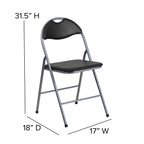 Flash Furniture HERCULES Series Black Vinyl Metal Folding Chair with Carrying Handle