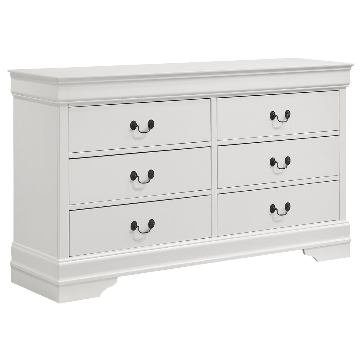 Coaster Home Furnishings Louis Philippe Traditional 58-inch 6-Drawer Bedroom Dresser Clothing Storage Cabinet Wide Chest of Drawers Organizer Unit White 202443