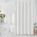 Mitovilla White Modern Fabric Shower Curtain, Farmhouse Waves Cloth Shower Curtains For Neutral Hotel Bathroom Decor, 3D Geometr