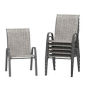 Amopatio Patio Chairs Set Of 6, Outdoor Stackable Dining Chairs For All Weather, Breathable Garden Outdoor Furniture For Backyar