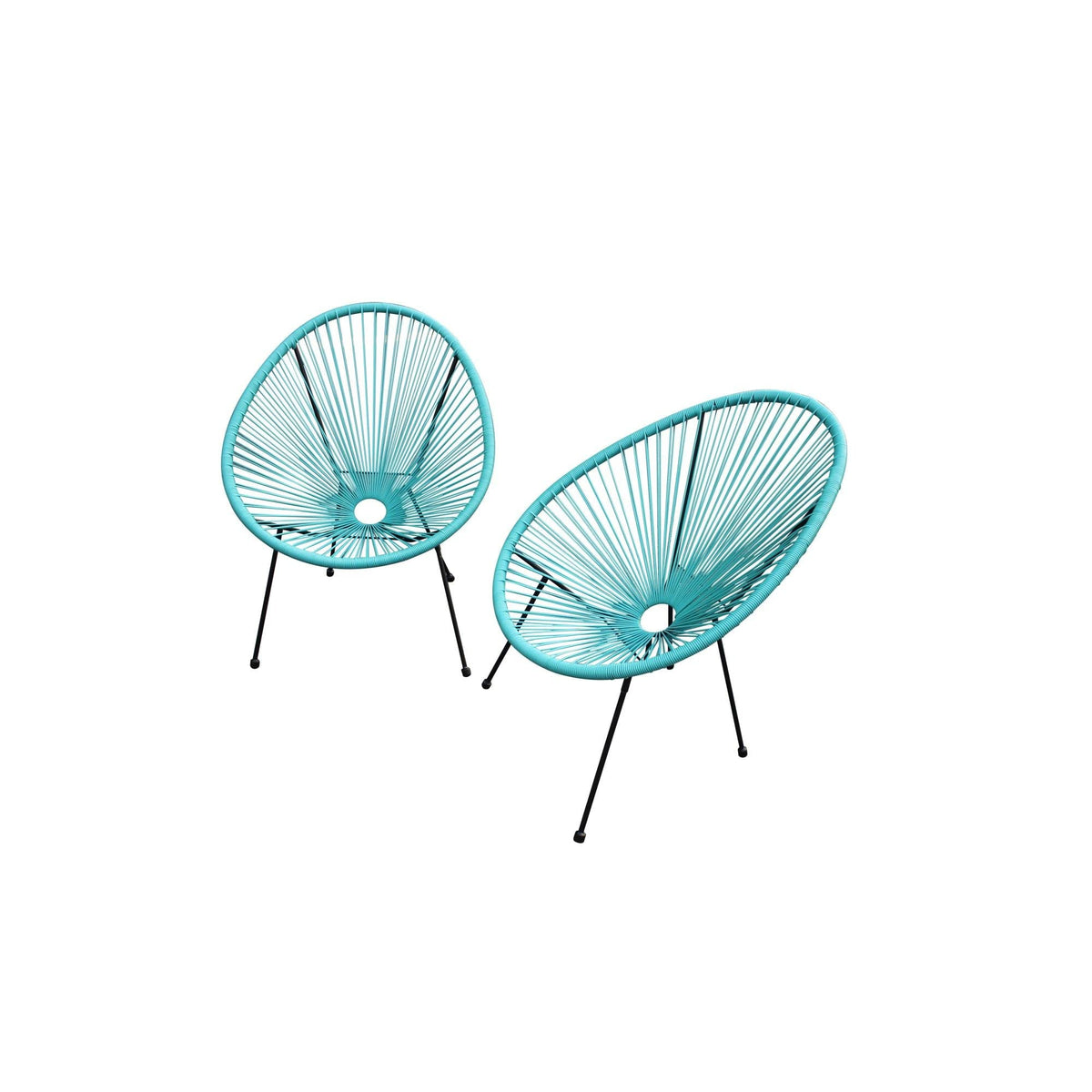 HomeRoots Set of Two Teal Mod Indoor Outdoor String Chairs