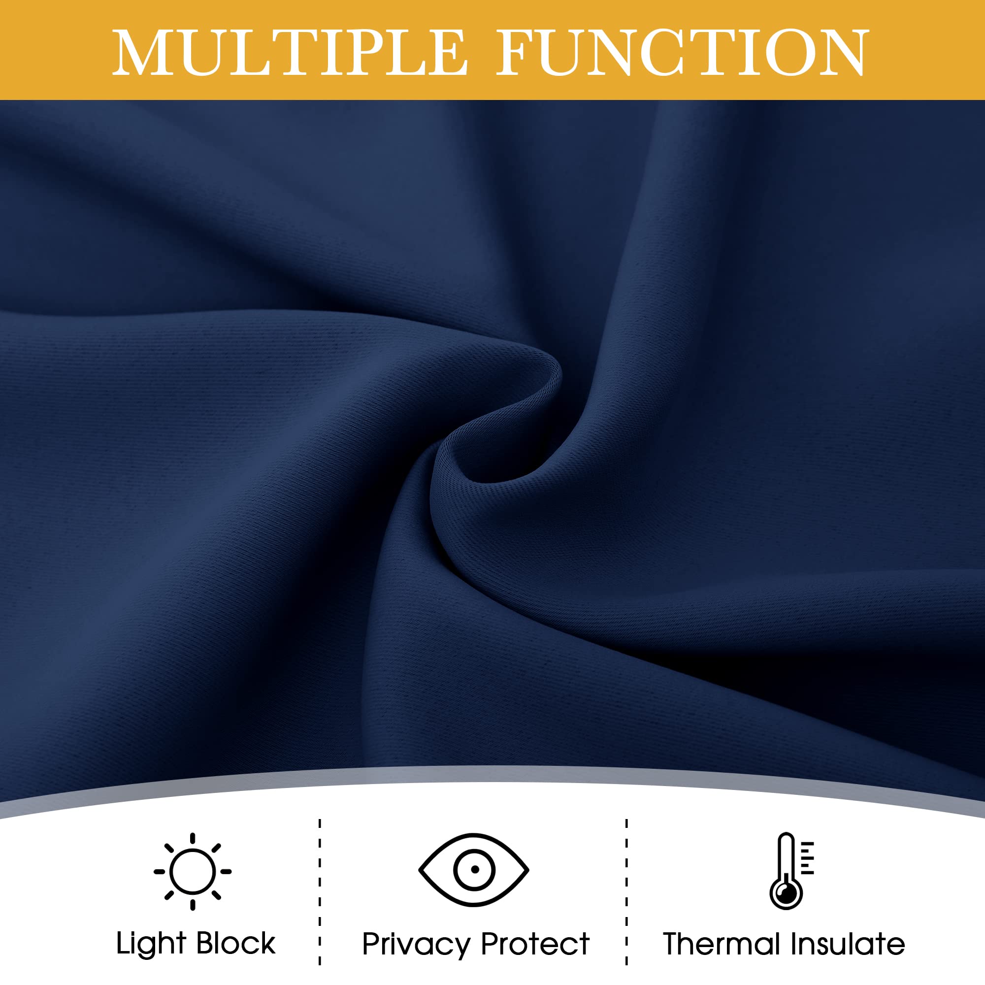 Ryb Home Bedroom Curtains 54 Inch Length, Room Darkening Privcay Window Treatment Blackout Thermal Shades For Bedroom Bathroom B