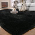 Shag Rugs 8x10 Living Room: Shag Area Rug for Bedroom - Black Large Fluffy Soft Carpet (Black, 8x10 Feet)